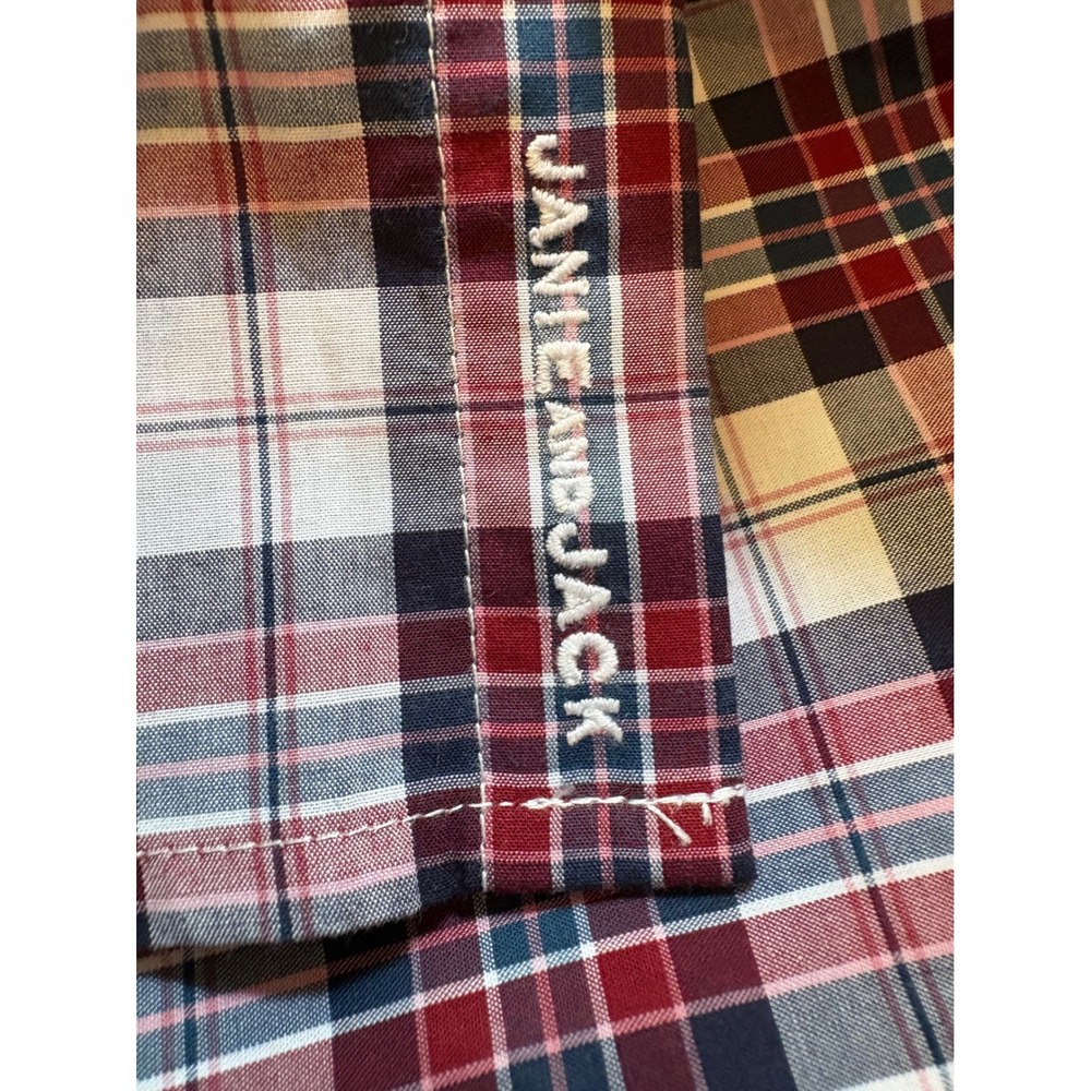 Janie and Jack Boys Red Navy Blue Plaid Button Down Shirt Size 12 NWT - Picture 7 of 8